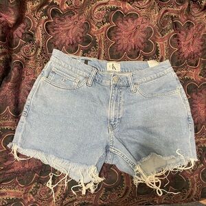 Calvin Klein Jeans Frayed Hem Light Blue Shorts